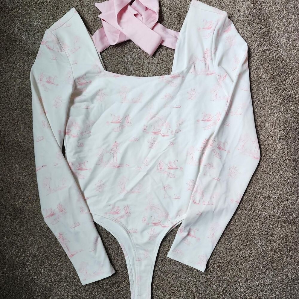 Yummie Women's White and Pink Bodysuit